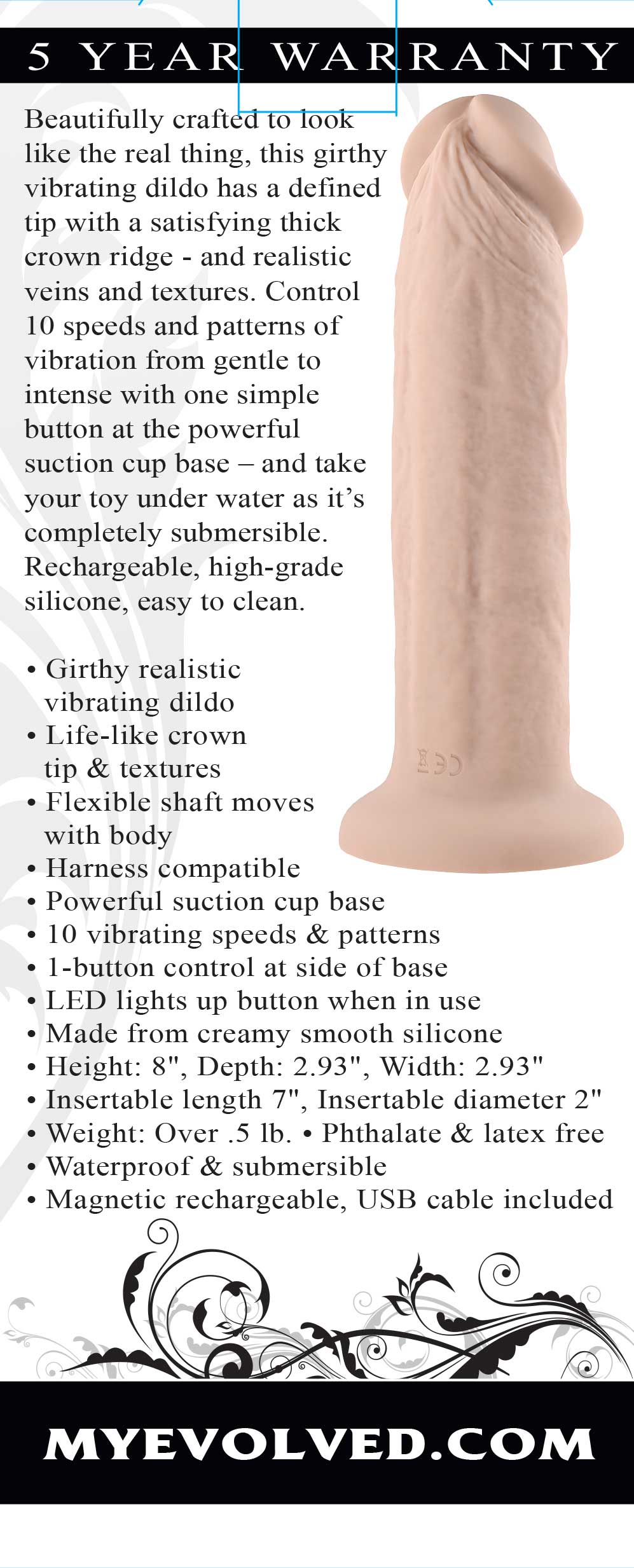 7 Inch Girthy Vibrating Dong - Light-Dildos & Dongs-Evolved Novelties-Andy's Adult World