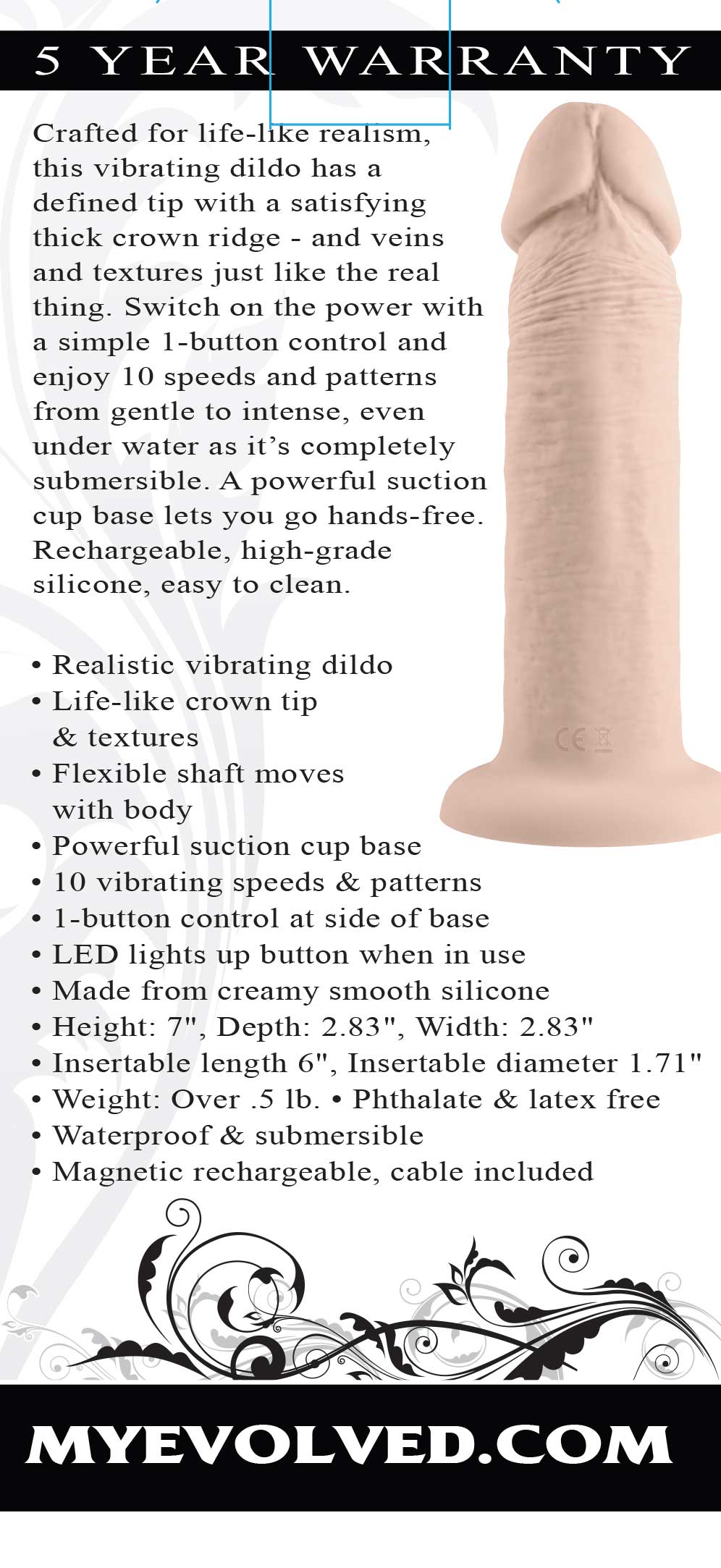 6 Inch Girthy Vibrating Dong - Light-Vibrators-Evolved Novelties-Andy's Adult World