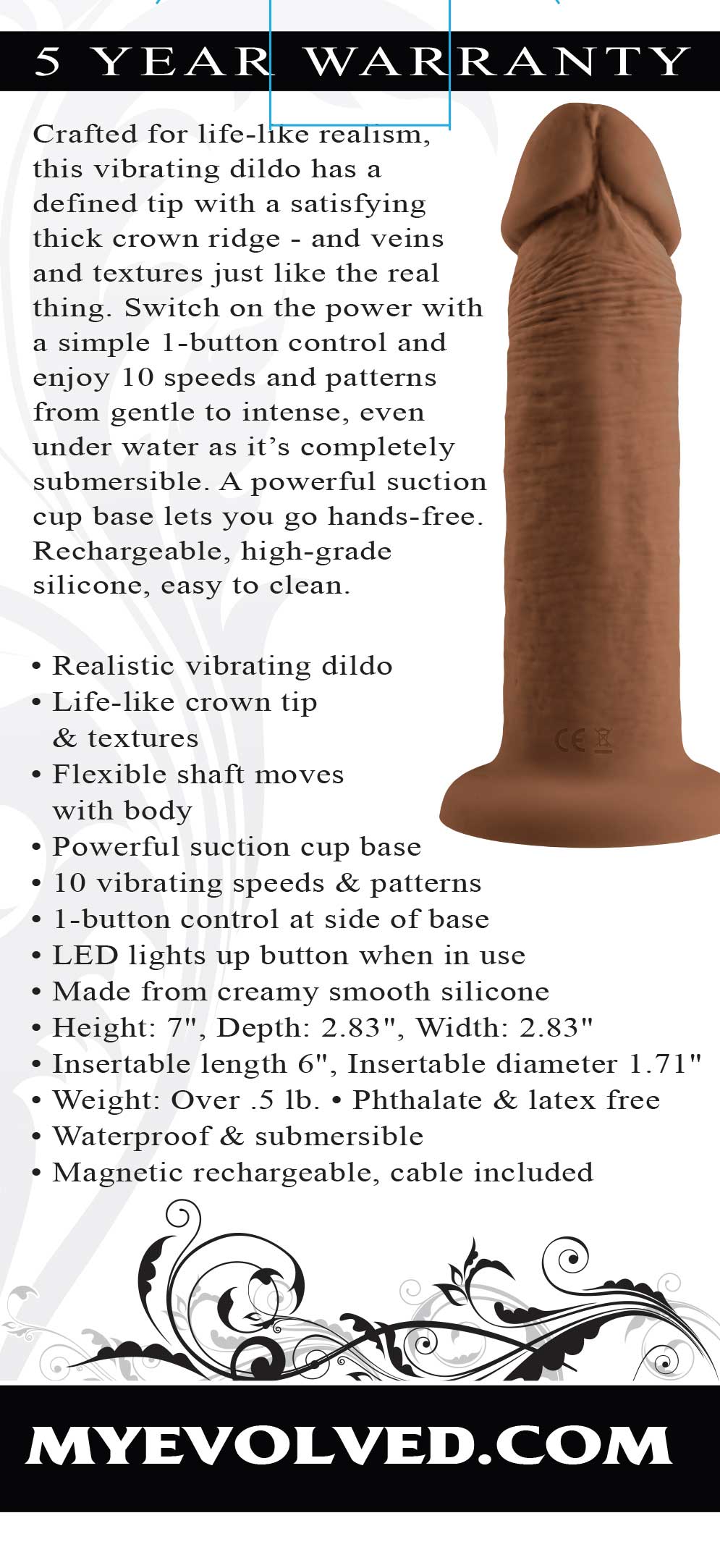 6 Inch Girthy Vibrating Dong - Dark-Vibrators-Evolved Novelties-Andy's Adult World