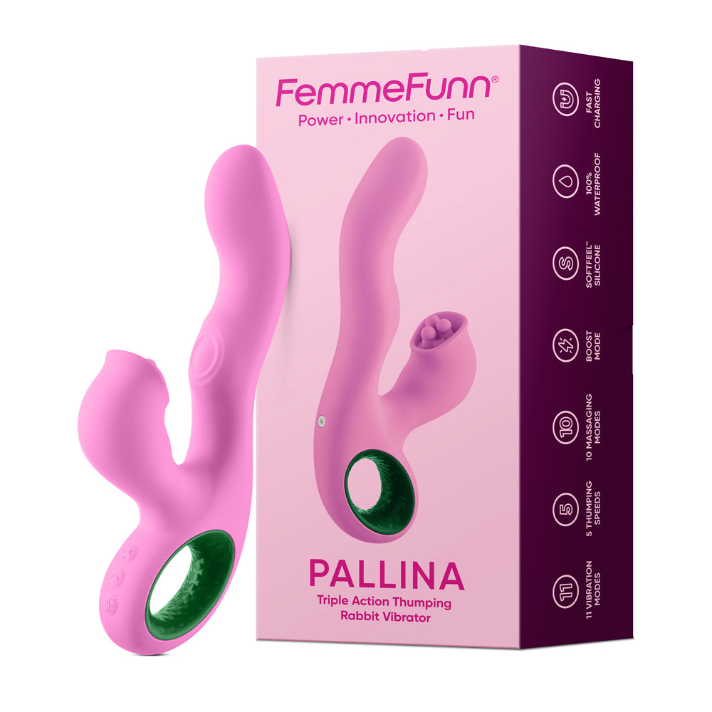 Pallina Triple-Action Rabbit Vibrator - Pink-Vibrators-Femme Funn-Andy's Adult World