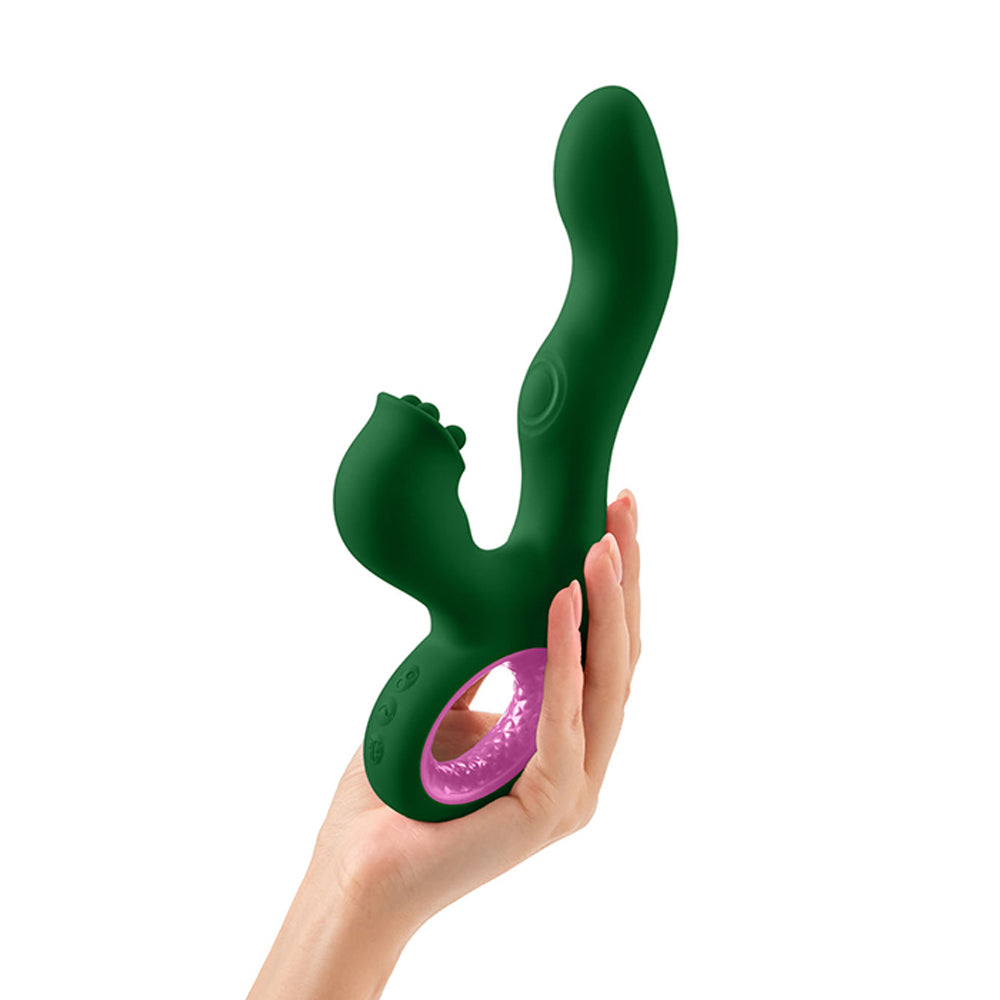 Pallina Triple-Action Rabbit Vibrator - Green-Vibrators-Femme Funn-Andy's Adult World