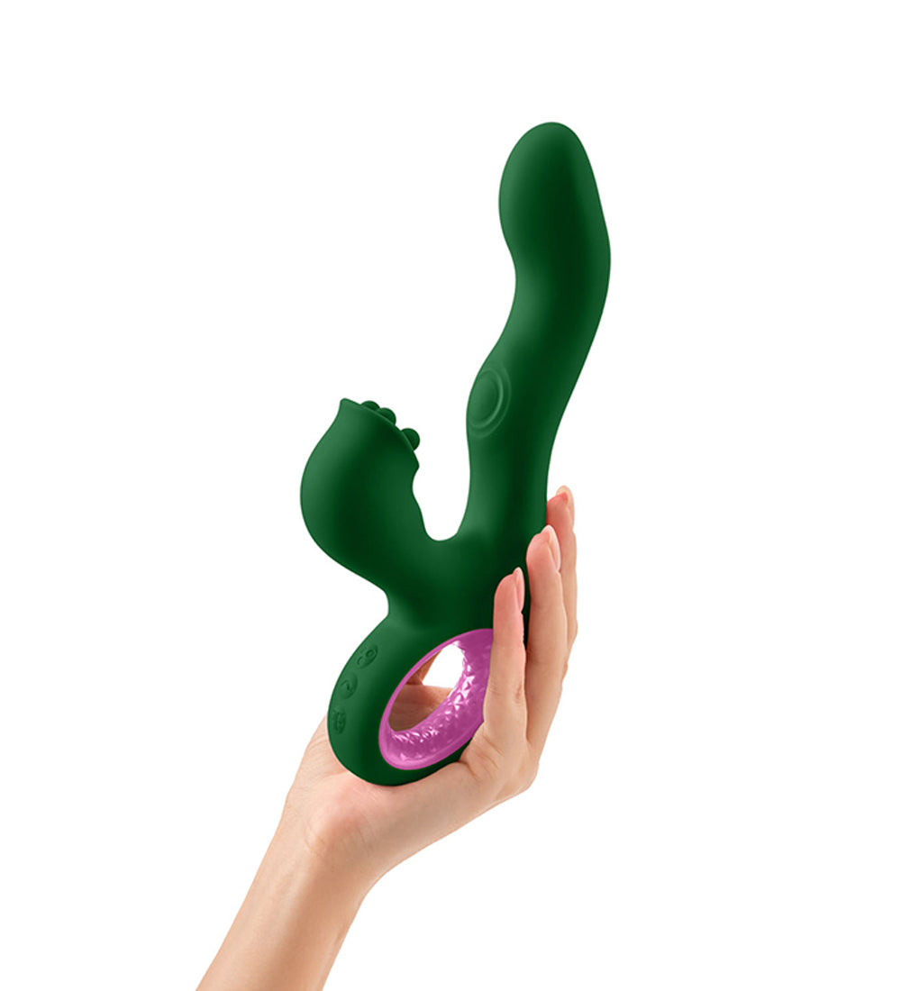 Pallina Triple-Action Rabbit Vibrator - Green-Vibrators-Femme Funn-Andy's Adult World