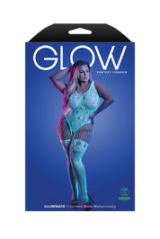 Illuminate Crotchless Teddy Bodystocking - Queen - White/blue-Lingerie & Sexy Apparel-Fantasy Lingerie-Andy's Adult World