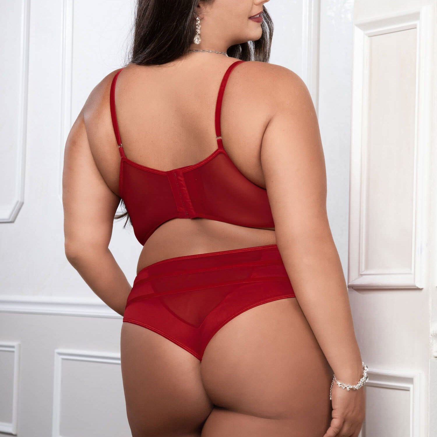 Red 2pc Satin Bra and High Waist Panty - Queen Size-Lingerie & Sexy Apparel-G-World-Andy's Adult World