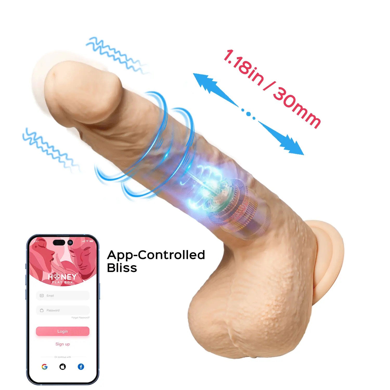 Luis-App Controlled 8.5" Real Thrusting Dildo With Clit Licker-Dildos & Dongs-Honey Play Box-Andy's Adult World