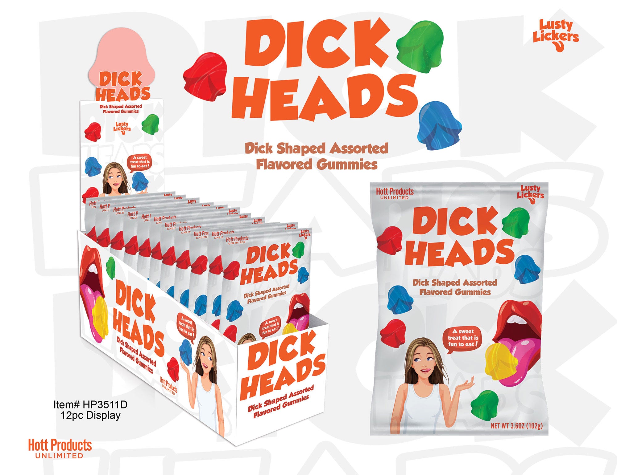 Dick Heads Gummies - Dick Shaped Gummies - Assorted Flavors-Adult Candy-Hott Products-Andy's Adult World