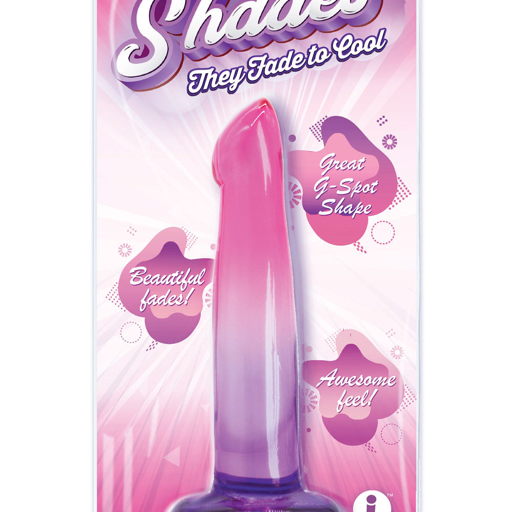 Shades, 6.25" G-Spot Jelly Tpr Gradient Dong - Pink and Purple-Dildos & Dongs-Icon Brands-Andy's Adult World