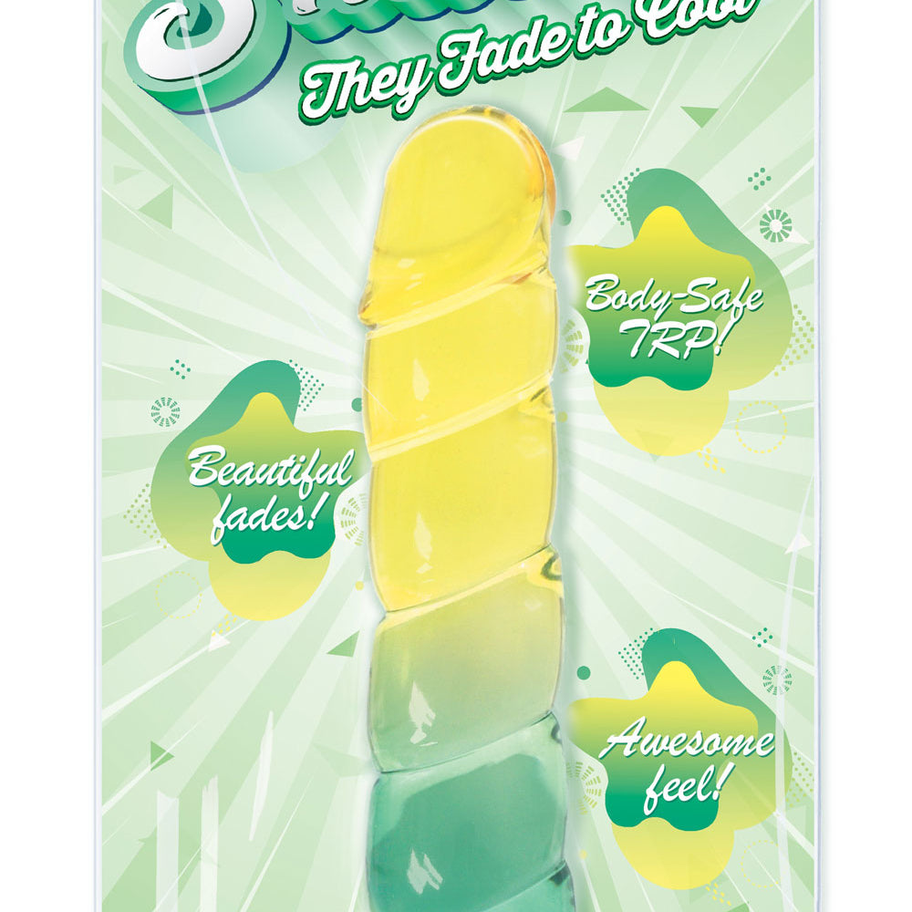 Shades, 7.5" Swirl Jelly Tpr Gradient Dong - Yellow and Mint-Dildos & Dongs-Icon Brands-Andy's Adult World