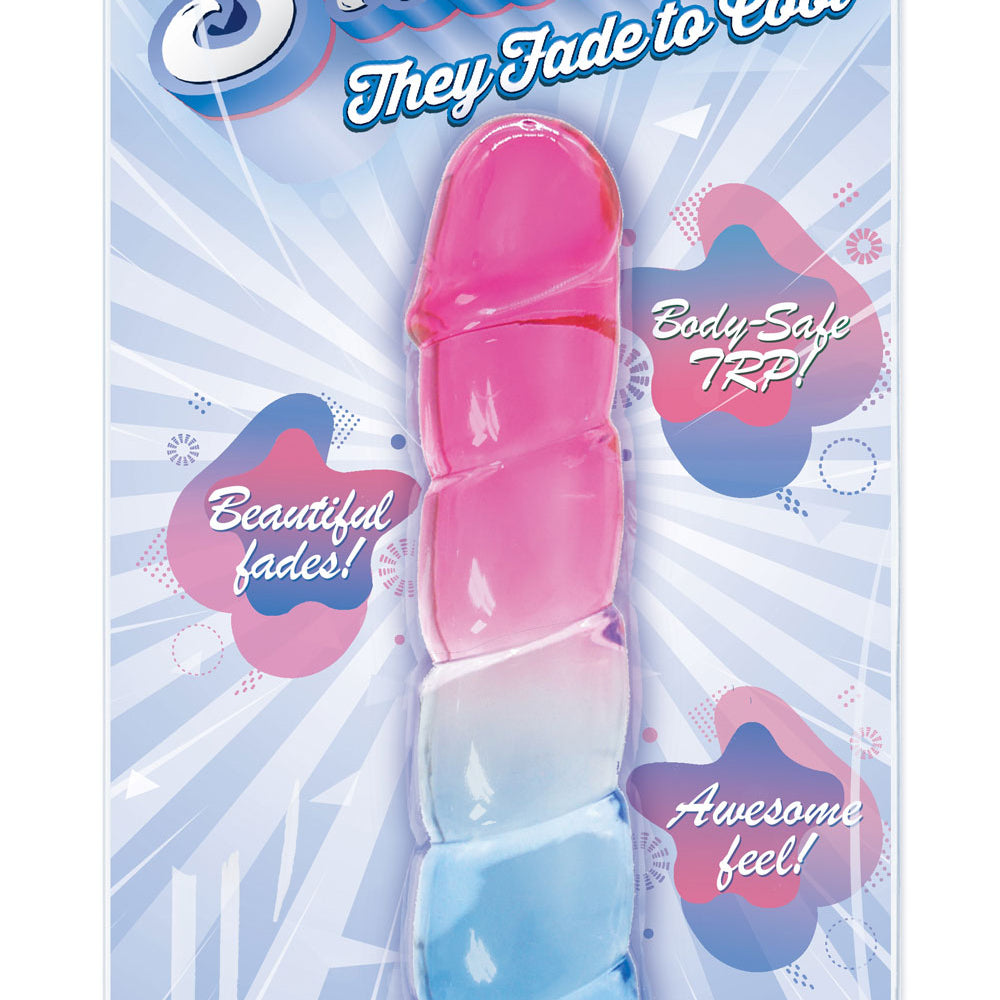 Shades, 7.5" Swirl Jelly Tpr Gradient Dong - Pink and Blue-Dildos & Dongs-Icon Brands-Andy's Adult World