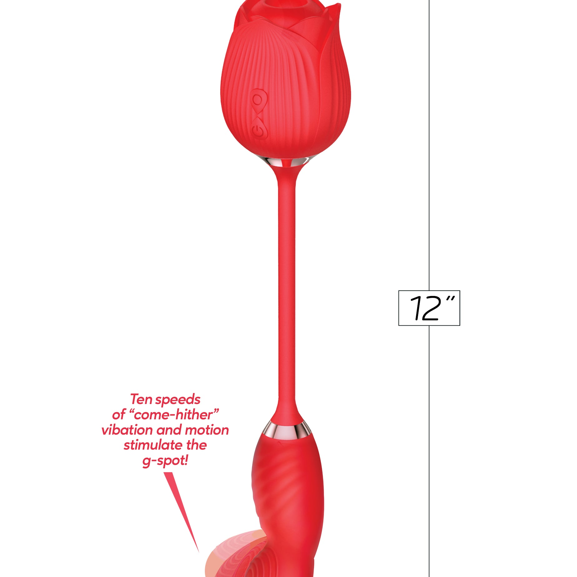 Wild Rose Come Hither and Suction - Red-Vibrators-Icon Brands-Andy's Adult World