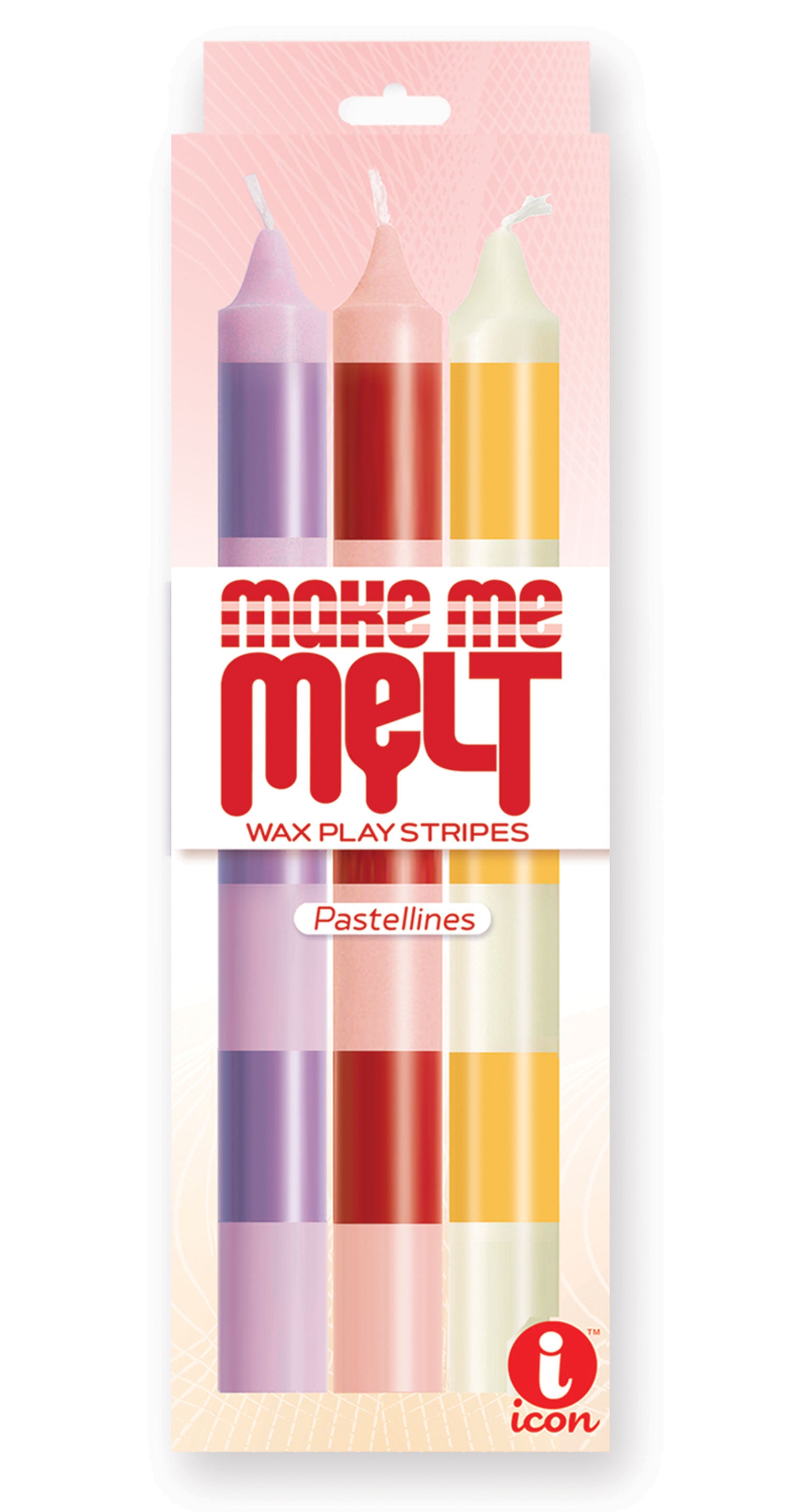 The 9's Make Me Melt Sensual Warm Drip Candles 3pk Stripes Pastellines-Candles-Icon Brands-Andy's Adult World