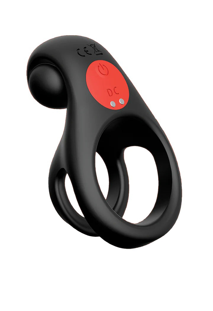 Red Dot Vibrating Cock Ring V2 With Remote - Black/red-Cockrings-Icon Brands-Andy's Adult World