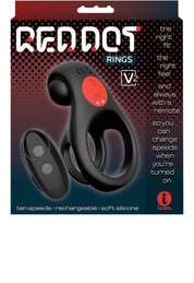 Red Dot Vibrating Cock Ring V2 With Remote - Black/red-Cockrings-Icon Brands-Andy's Adult World