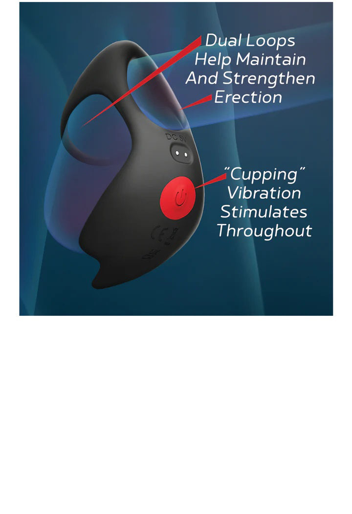 Red Dot Vibrating Cock Ring V3 With Remote - Black/red-Cockrings-Icon Brands-Andy's Adult World