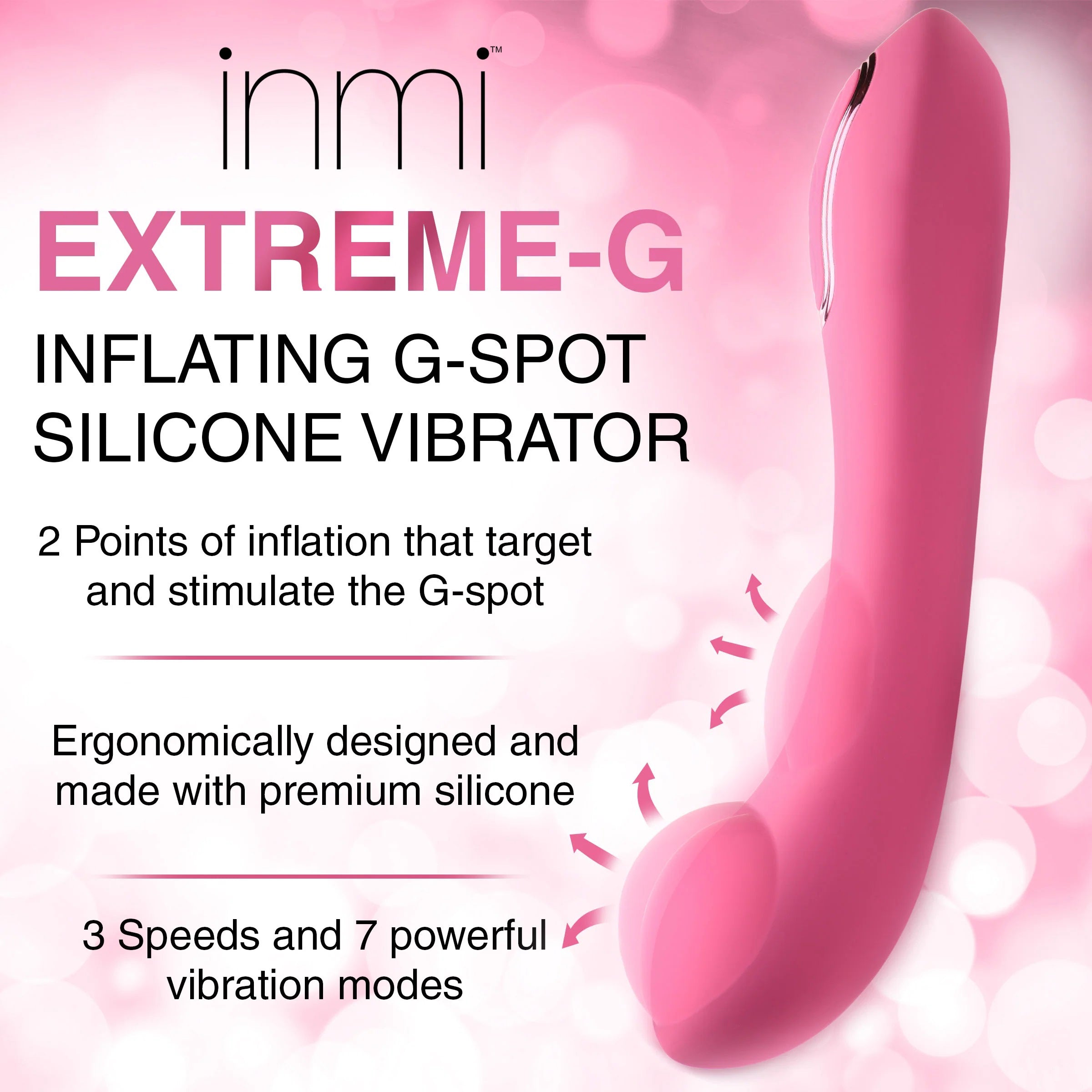 Extreme-G Inflating G-Spot Silicone Vibrator - Pink-Vibrators-XR Brands inmi-Andy's Adult World