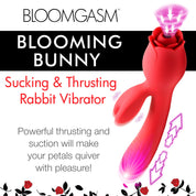 Blooming Bunny Sucking and Thrusting Silicone Rabbit Vibrator - Red-Vibrators-XR Brands inmi-Andy's Adult World