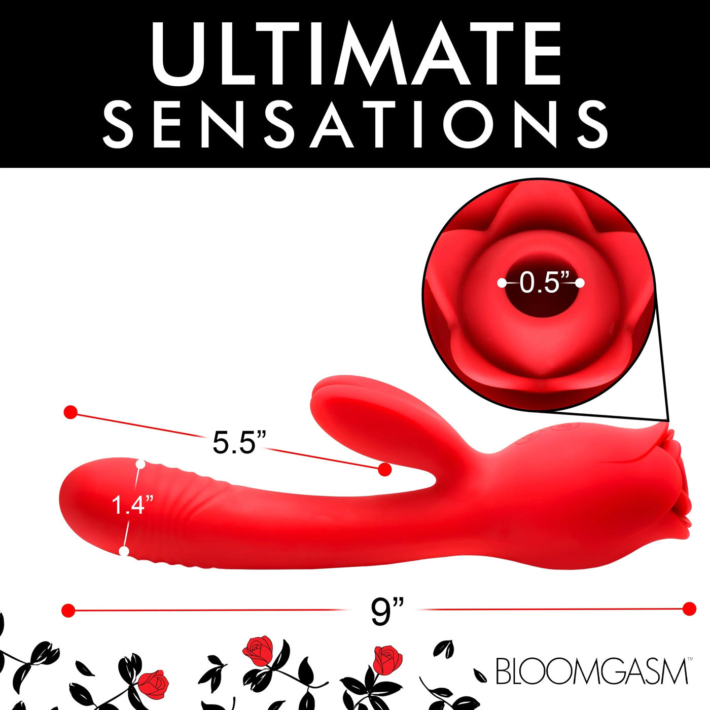 Blooming Bunny Sucking and Thrusting Silicone Rabbit Vibrator - Red-Vibrators-XR Brands inmi-Andy's Adult World