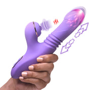 Pro-Thrust Max 14x Thrusting and Pulsing Silicone Rabbit - Purple-Vibrators-XR Brands Shegasm-Andy's Adult World