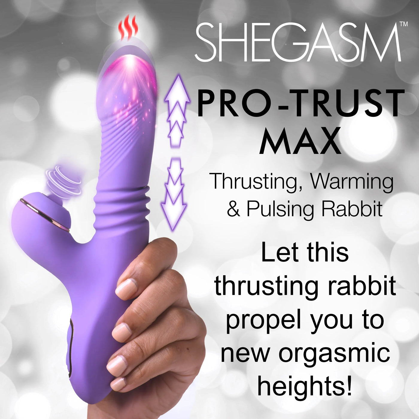 Pro-Thrust Max 14x Thrusting and Pulsing Silicone Rabbit - Purple-Vibrators-XR Brands Shegasm-Andy's Adult World