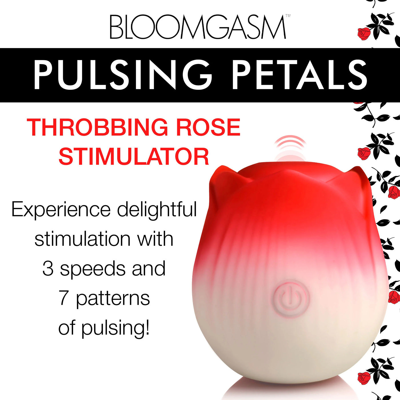 Pulsing Petals Throbbing Rose Stimulator - Red-Clit Stimulators-XR Brands inmi-Andy's Adult World