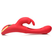 Rabbit Flick Flicking Silicone Rabbit Vibrator - Red-Vibrators-XR Brands inmi-Andy's Adult World