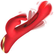 Rabbit Flick Flicking Silicone Rabbit Vibrator - Red-Vibrators-XR Brands inmi-Andy's Adult World