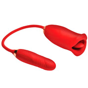 Magic Kiss Kissing Clitoral Stimulator With Thrusting Vibrator - Red-Vibrators-XR Brands Shegasm-Andy's Adult World