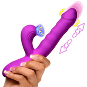 Thrust Wave Thrusting and Sucking Rabbit Vibrator - Purple-Vibrators-XR Brands Shegasm-Andy's Adult World