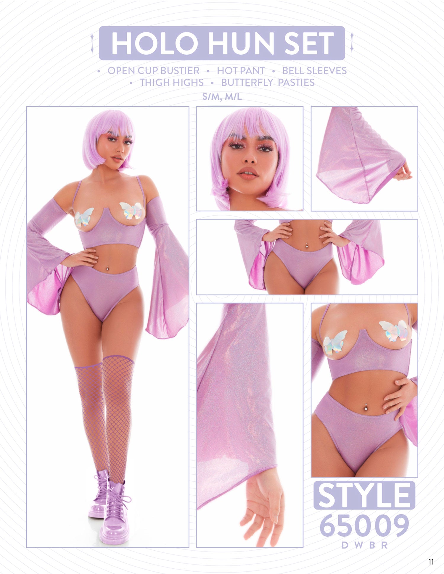 Holo Hun 5pc Set - Medium/large - Purple-Lingerie & Sexy Apparel-KandiHouse-Andy's Adult World