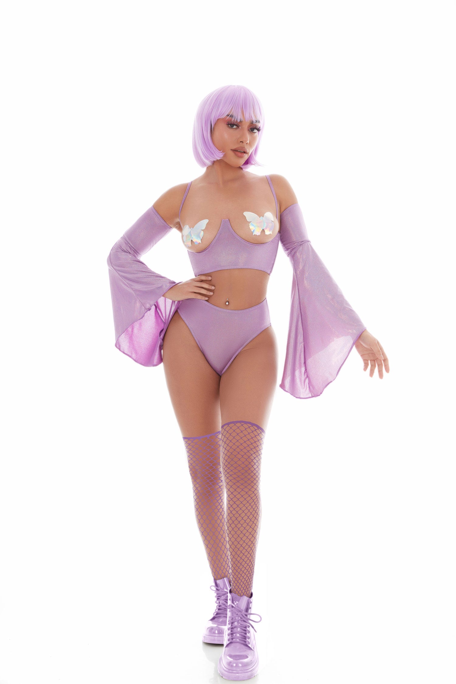 Holo Hun 5pc Set - Small/medium - Purple-Lingerie & Sexy Apparel-KandiHouse-Andy's Adult World