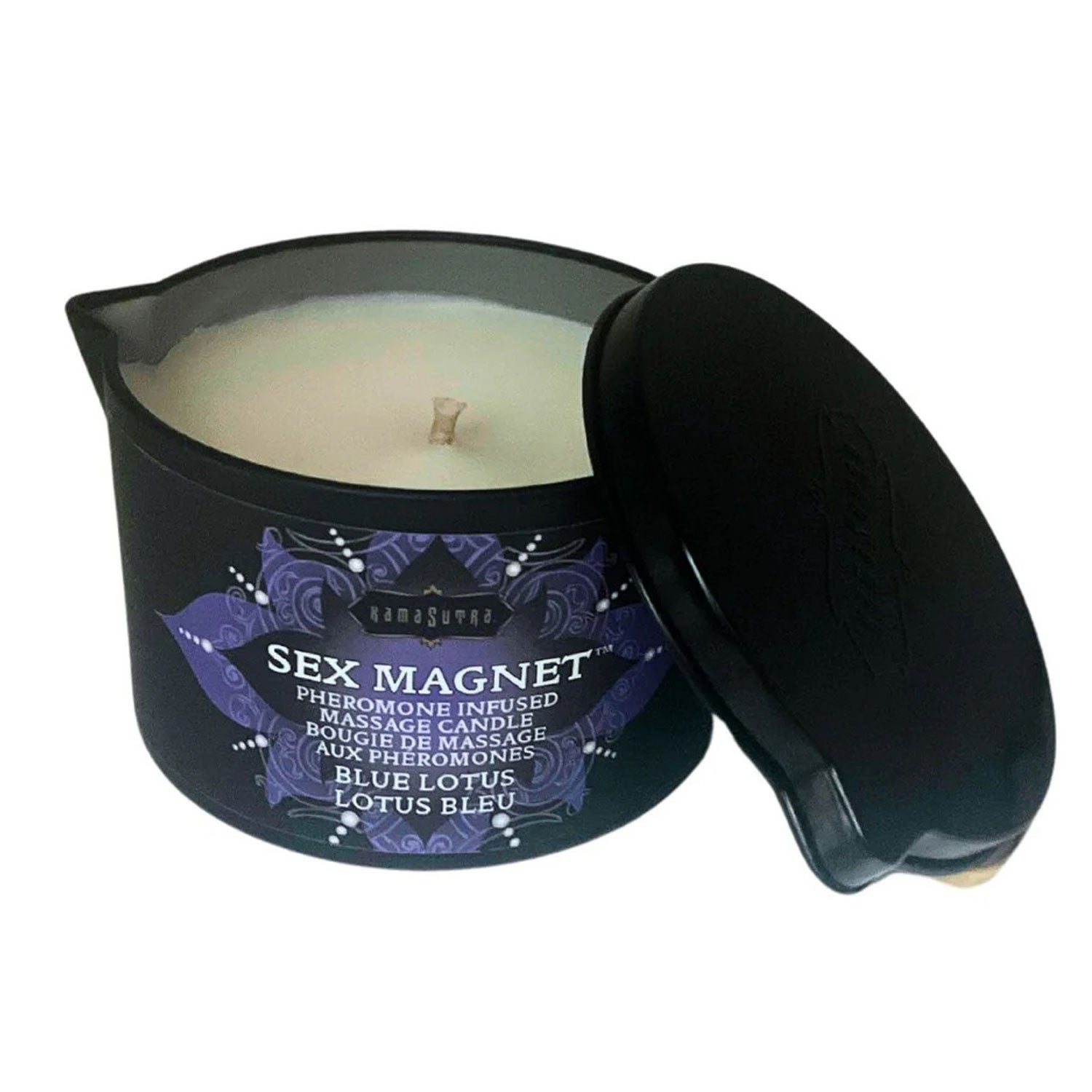 Sex Magnet Blue Lotus Pheromone Massage Candle 6oz-Bath & Body-Kama Sutra-Andy's Adult World