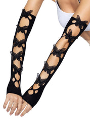 Butterfly Cut Out Arm Warmers - One Size - Black-Lingerie & Sexy Apparel-Leg Avenue-Andy's Adult World