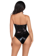 2 Pc Sequin Bodysuit - Large - Black-Costumes-Leg Avenue-Andy's Adult World