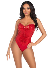 2 Pc Sequin Bodysuit - Large - Red-Costumes-Leg Avenue-Andy's Adult World