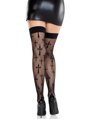 Worship Me Thigh Highs O/s - Black-Lingerie & Sexy Apparel-Leg Avenue-Andy's Adult World