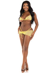 3 Pc Rhinestone Mesh Set - Medium/large - Baby Yellow-Lingerie & Sexy Apparel-Leg Avenue-Andy's Adult World