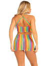 Rainbow Stripe Cross Over Mini Dress - One Size - Multicolor-Lingerie & Sexy Apparel-Leg Avenue-Andy's Adult World