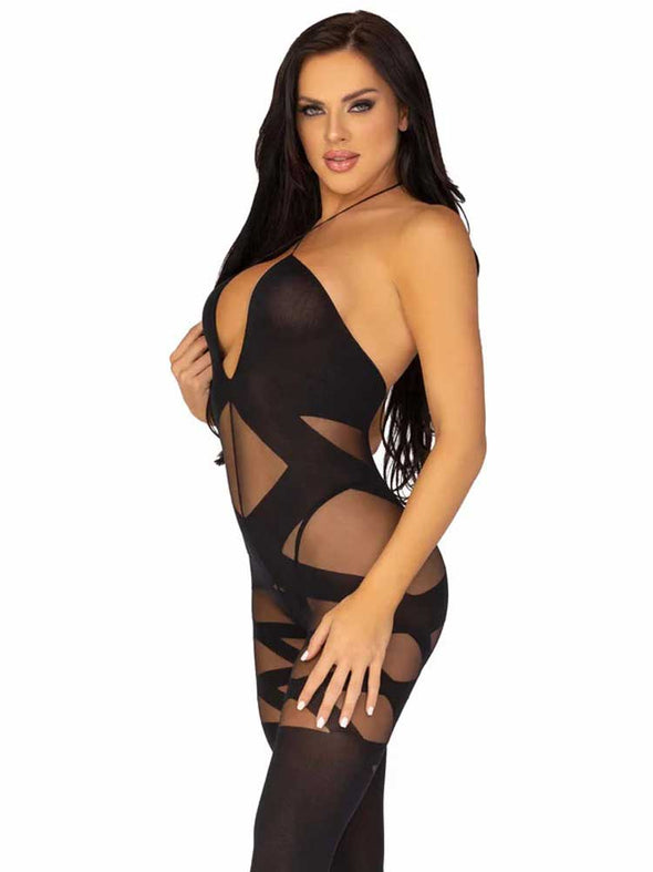 Feels Like Love Opaque Bodystocking - One Size - Black-Lingerie & Sexy Apparel-Leg Avenue-Andy's Adult World