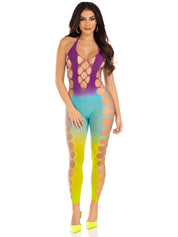 Ombre Footless Bodystocking - One Size - Ocean-Lingerie & Sexy Apparel-Leg Avenue-Andy's Adult World