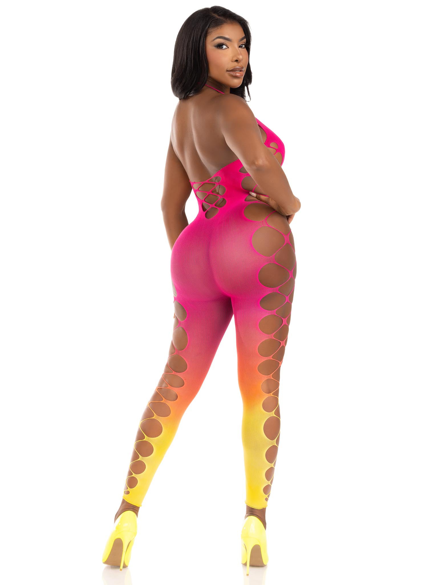 Ombre Footless Bodystocking - One Size - Sunset-Lingerie & Sexy Apparel-Leg Avenue-Andy's Adult World