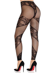 Azura Footless Tights O/s - Black-Lingerie & Sexy Apparel-Leg Avenue-Andy's Adult World