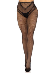 French Cut Crotchless Fishnet - One Size - Black-Lingerie & Sexy Apparel-Leg Avenue-Andy's Adult World