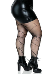 Cracked Fishnet Tights - 1x/2x - Black-Lingerie & Sexy Apparel-Leg Avenue-Andy's Adult World