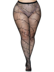 Cracked Fishnet Tights - 1x/2x - Black-Lingerie & Sexy Apparel-Leg Avenue-Andy's Adult World