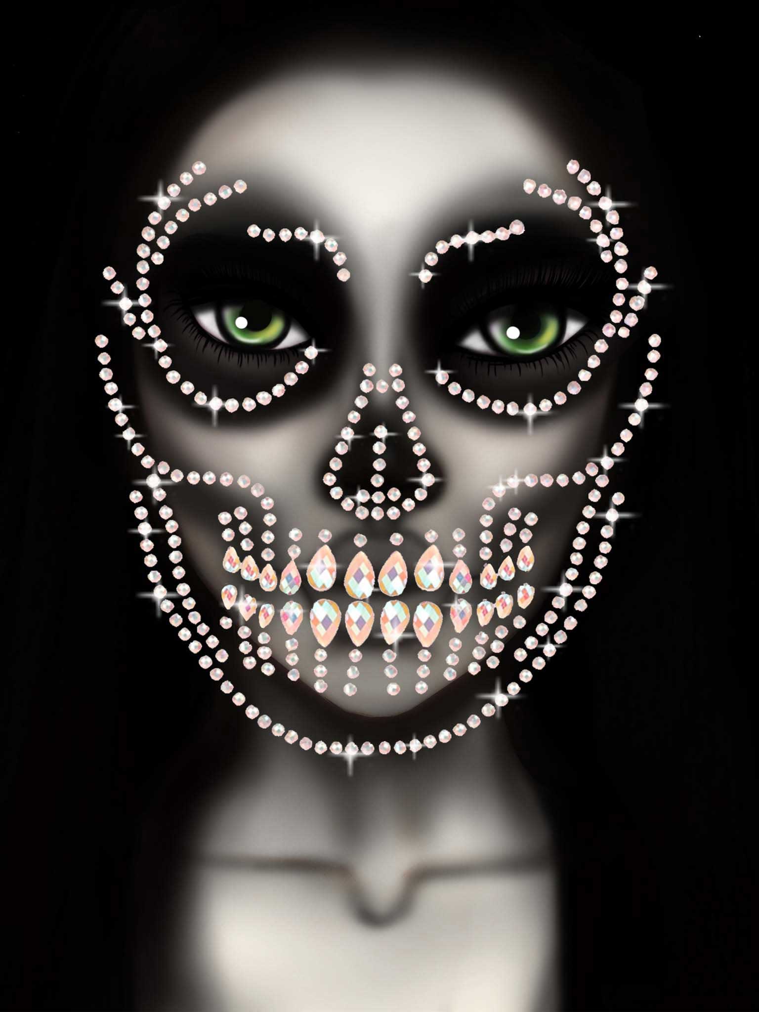 Glow in the Dark Skull Face Jewels Sticker-Holiday Items-Leg Avenue-Andy's Adult World