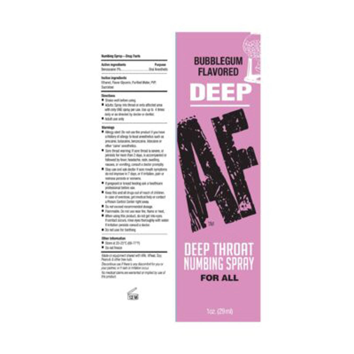 Deep Af Throat Numbing Spray 1oz – Bubblegum-Lubricants Creams & Glides-Little Genie-Andy's Adult World