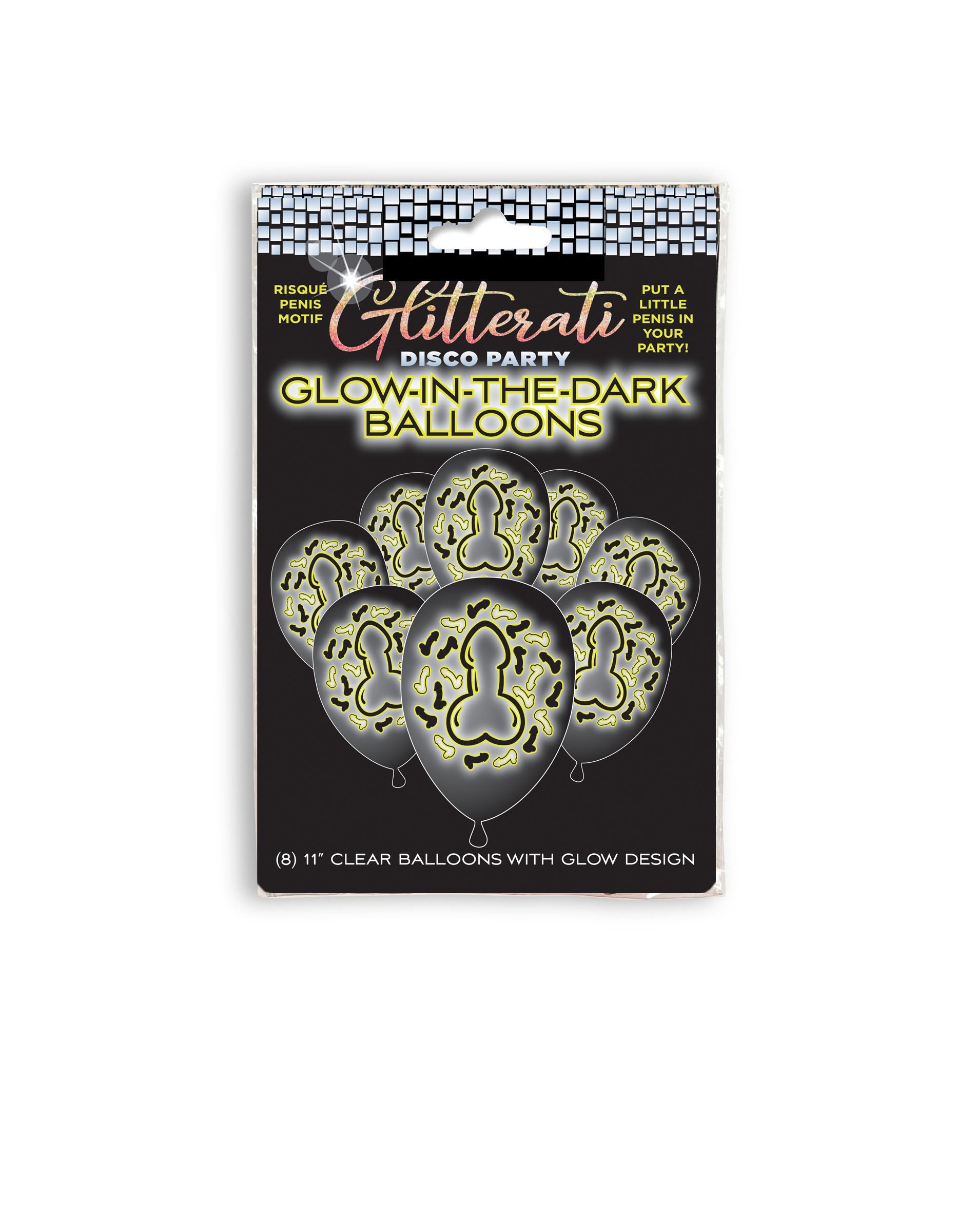 Glitterati Disco Penis Glow Balloons-Gag Gifts & Novelties-Little Genie-Andy's Adult World