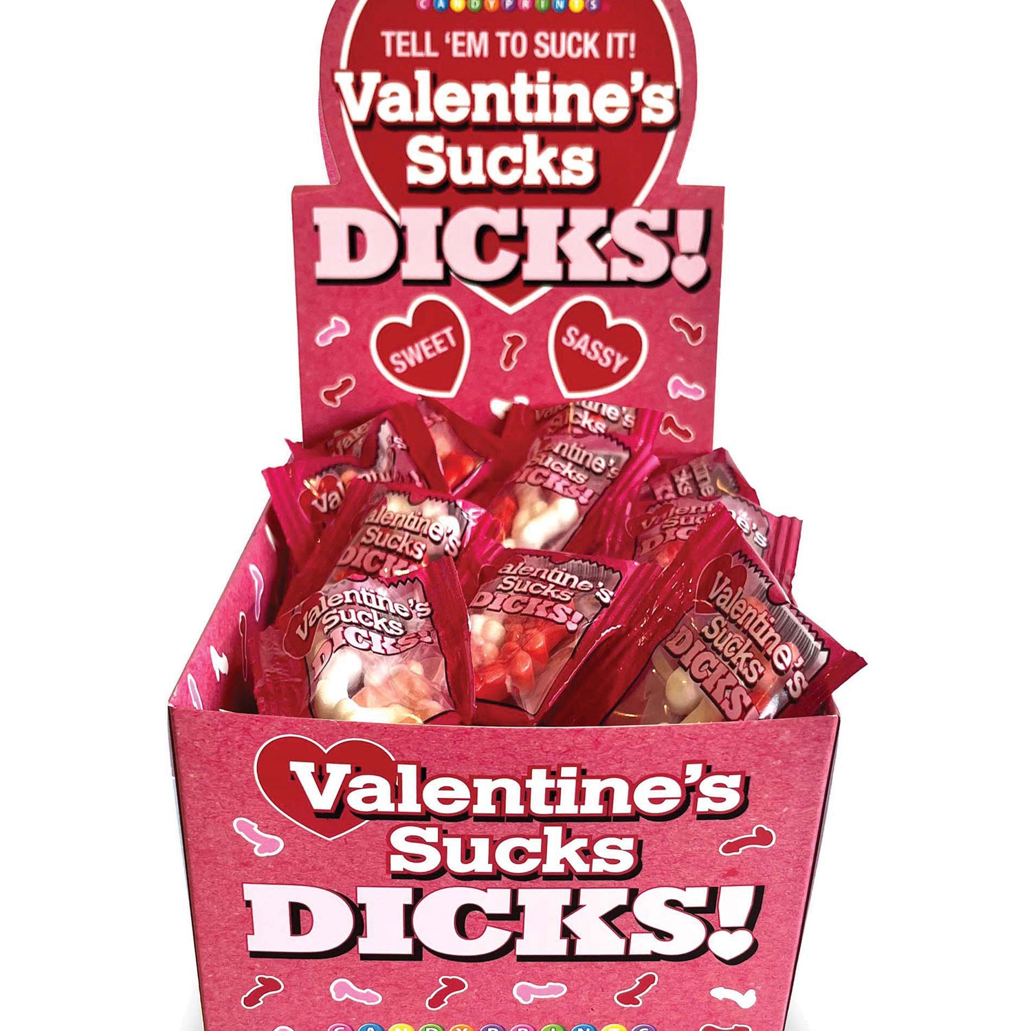 Valentine’s Sucks Dicks Candy- Display of 100 Ct.-Edible-Little Genie-Andy's Adult World