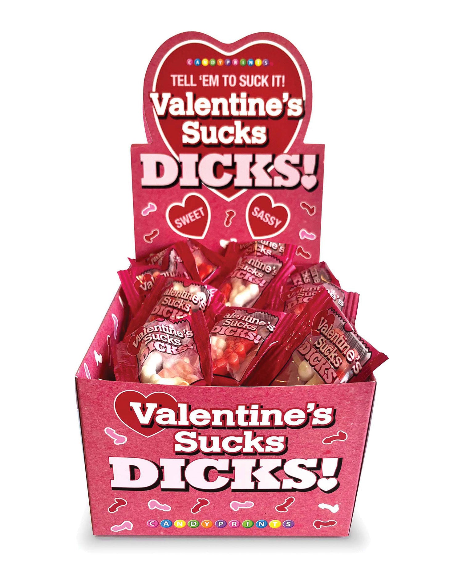 Valentine’s Sucks Dicks Candy- Display of 100 Ct.-Edible-Little Genie-Andy's Adult World