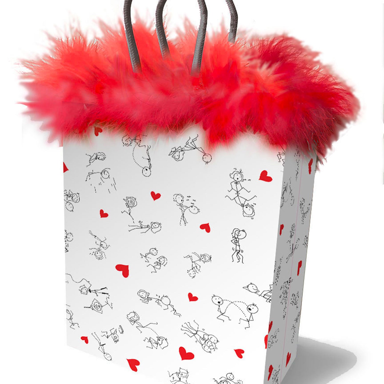 Stick Figures Gift Bag - Red-Gag Gifts & Novelties-Little Genie-Andy's Adult World